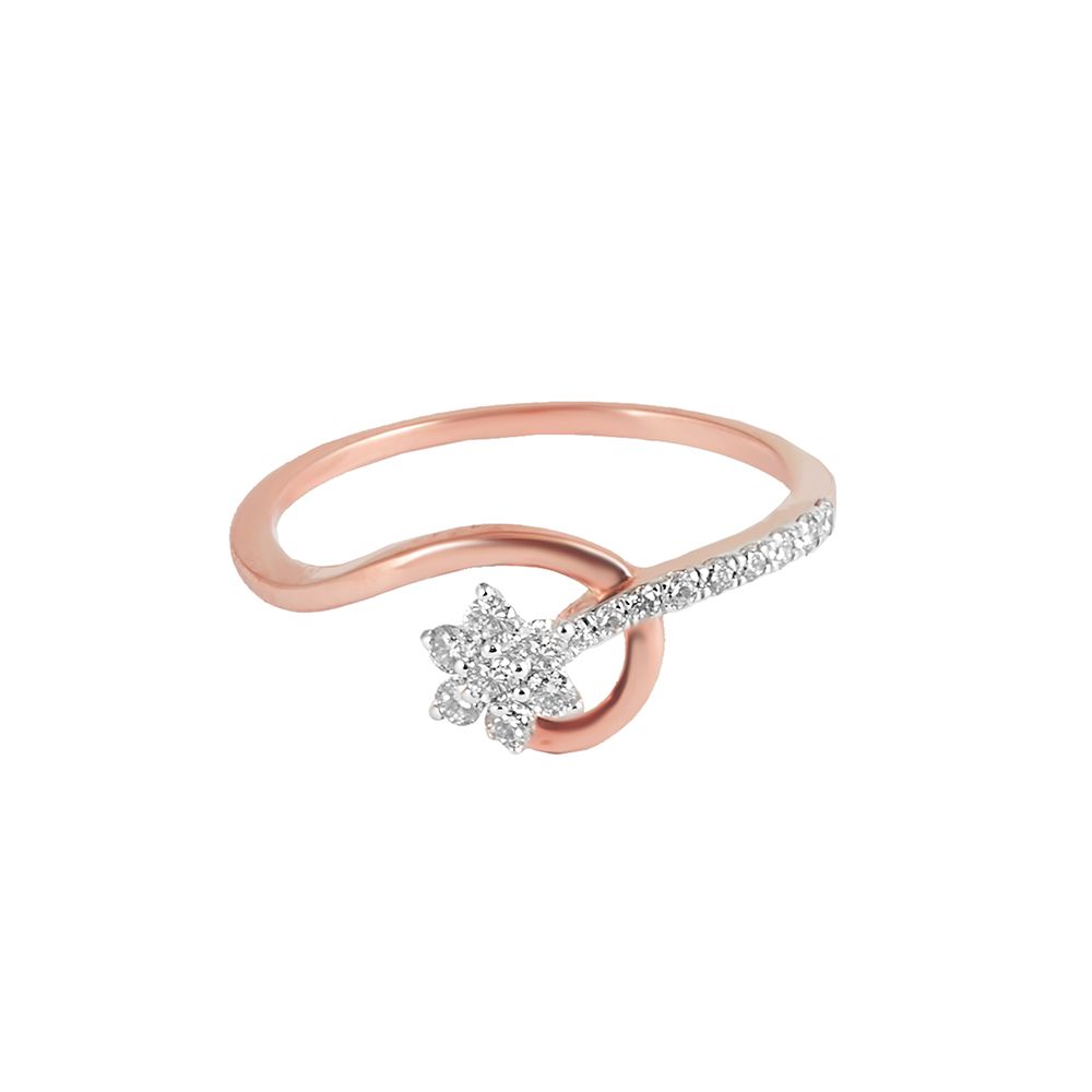 Graceful Floral Diamond Rose Gold Ring-Rings-ORG23K45