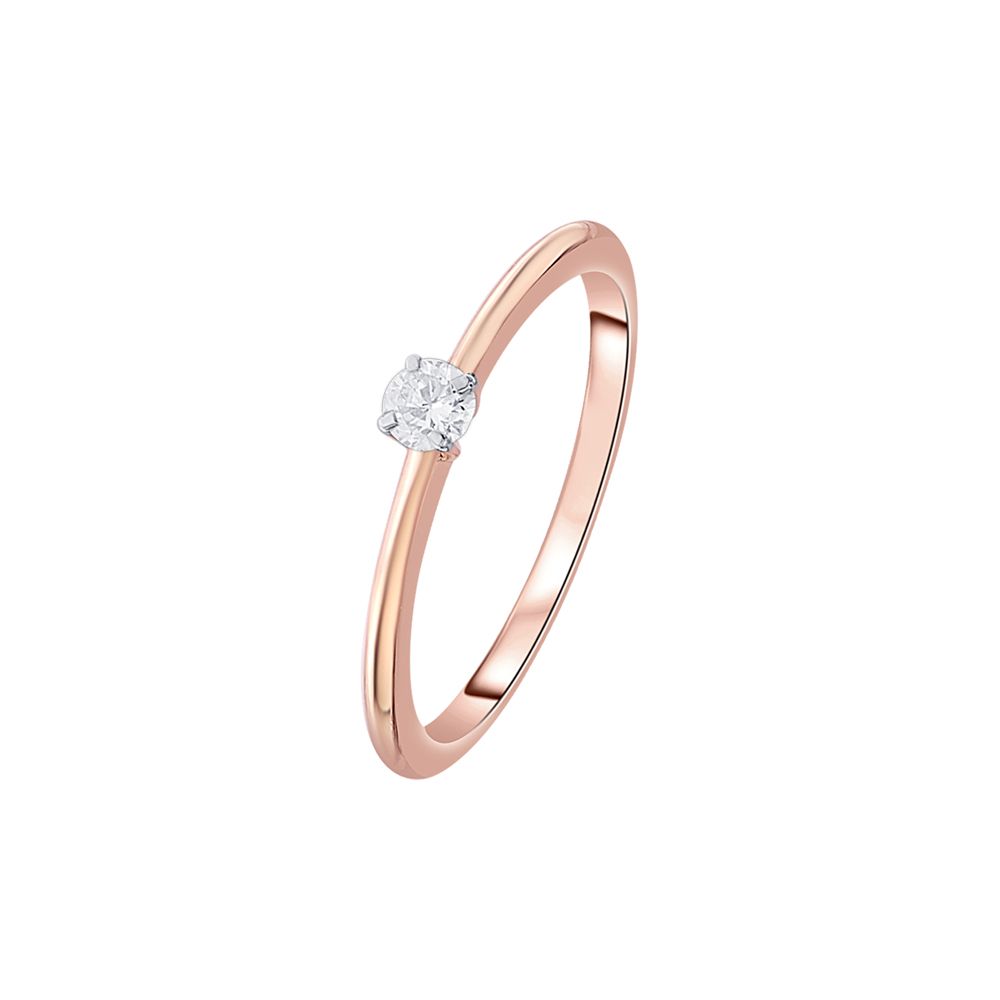 18KT Rose Gold Diamond Solitaire Ring-Rings-ORG23K51