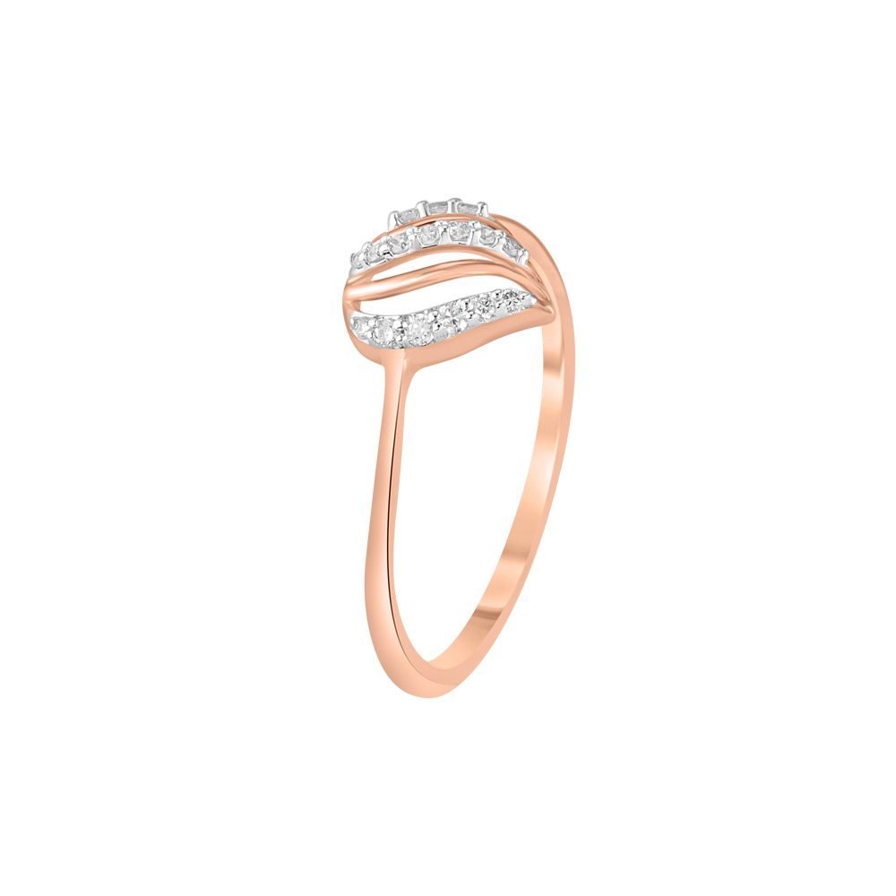 Simple Swirl Design Diamond Finger Ring-Rings-ORG23K53