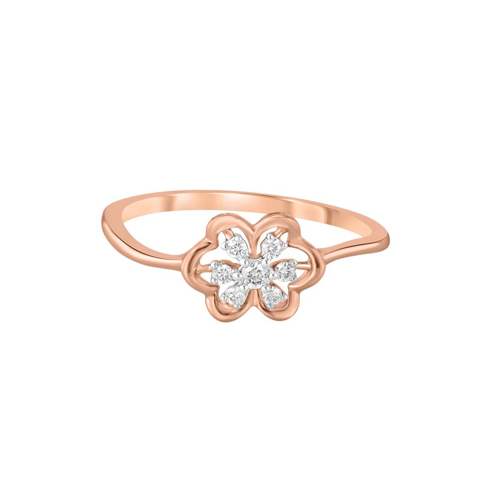 Floral Design Diamond and Rose Gold Ring-Rings-ORG23K54