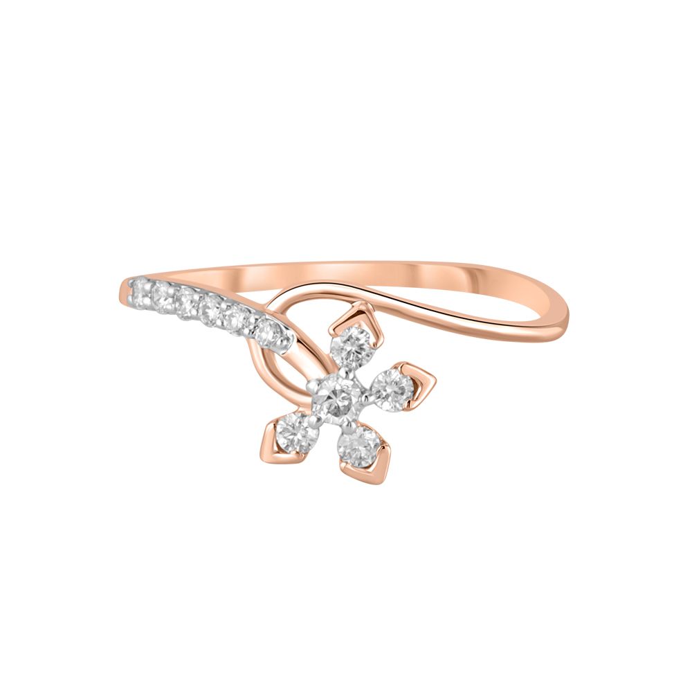 Gracious Diamond Floral Finger Ring-Rings-ORG23K64