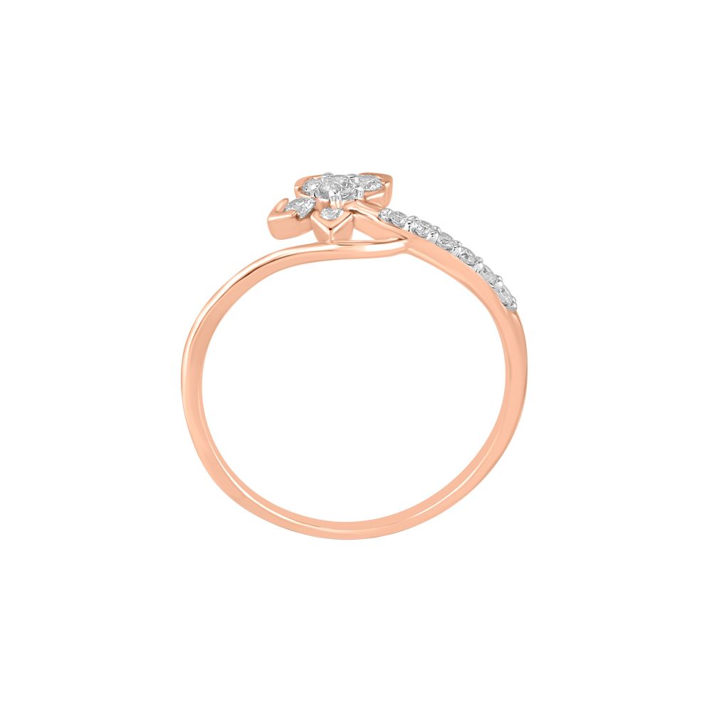 Gracious Diamond Floral Finger Ring-Rings-ORG23K64