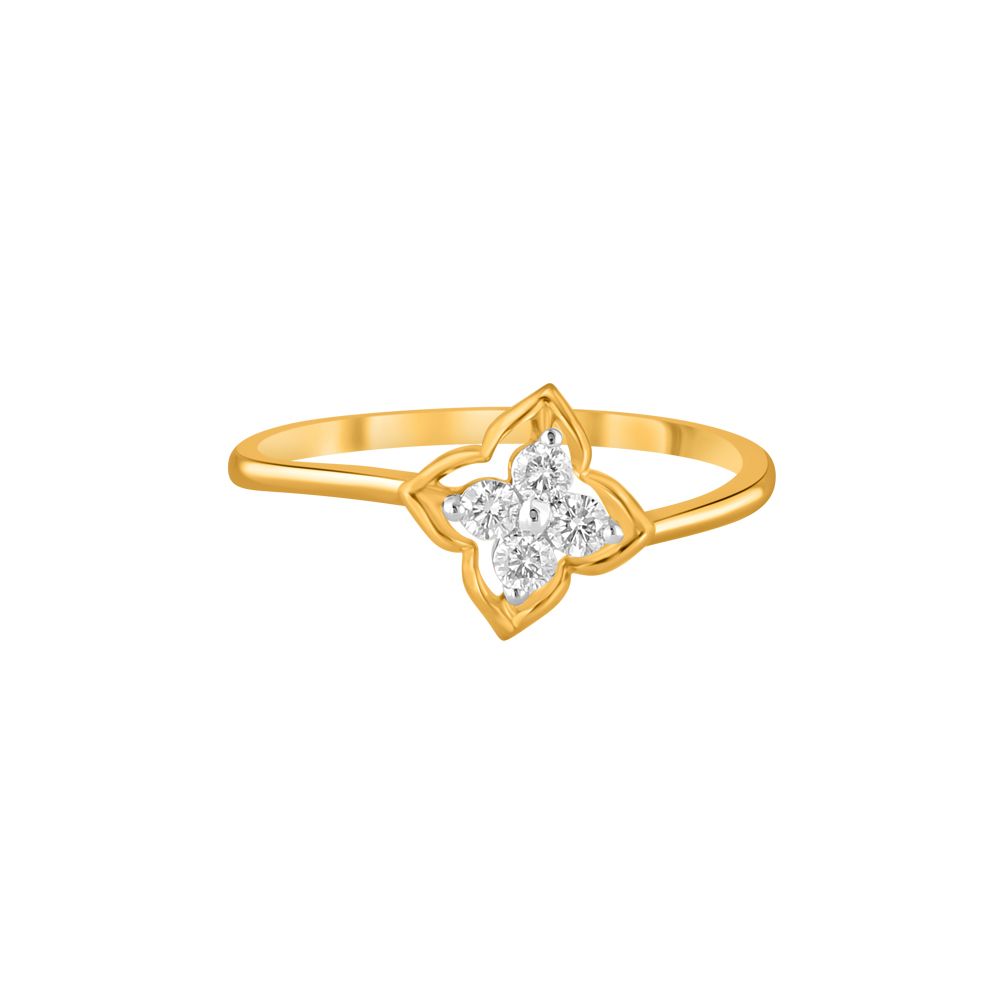 Gorgeous Clover Design Diamond Finger Ring-Rings-ORG23K65