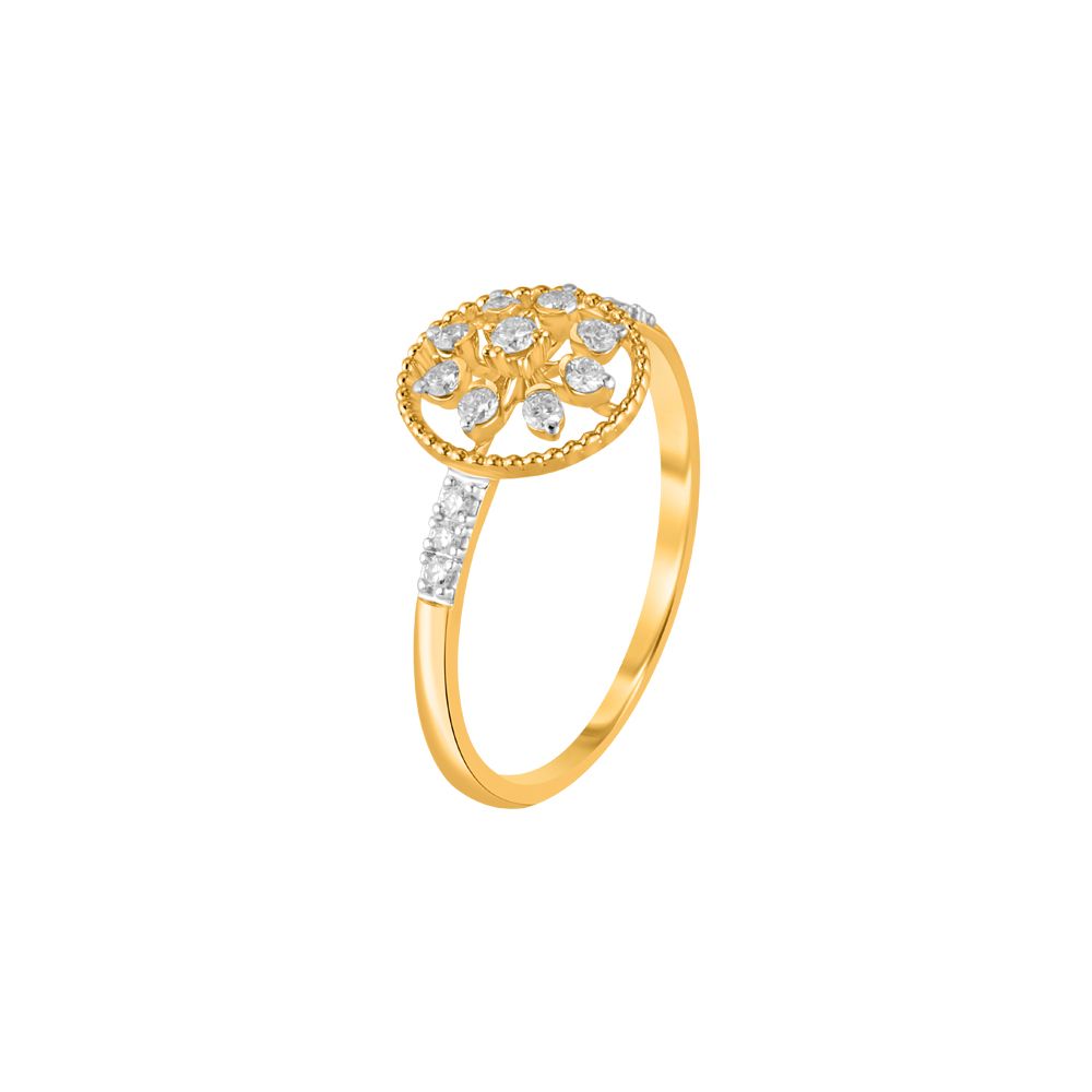 Floral Patterned Diamond Ring-Rings-ORG23K74