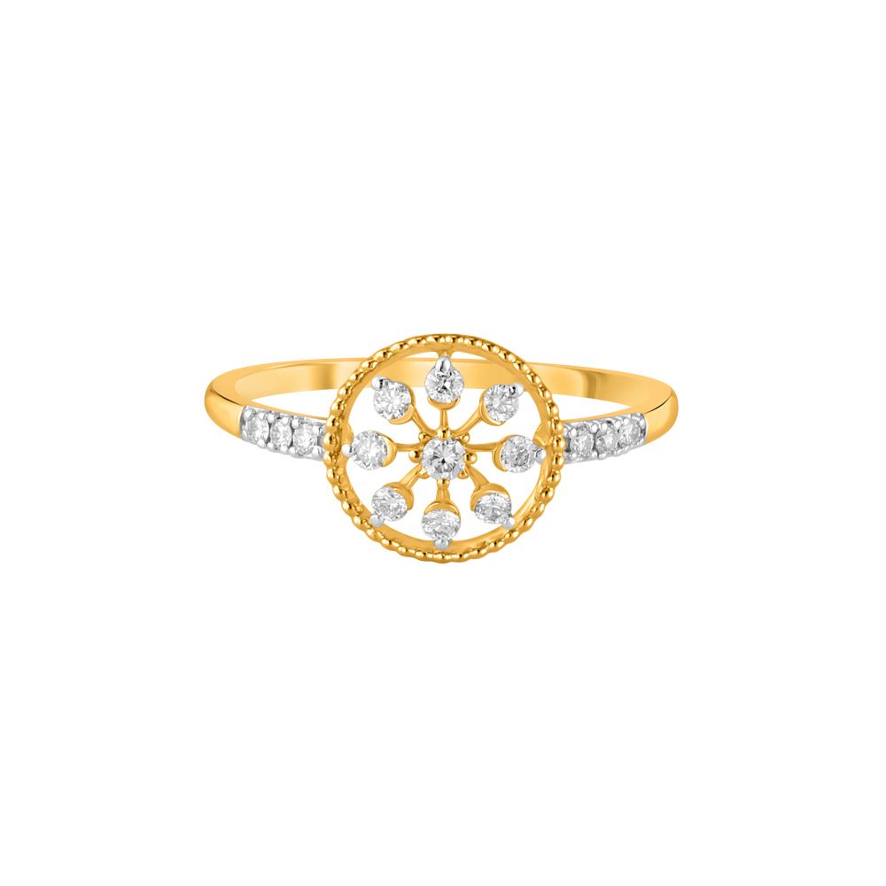Floral Patterned Diamond Ring-Rings-ORG23K74