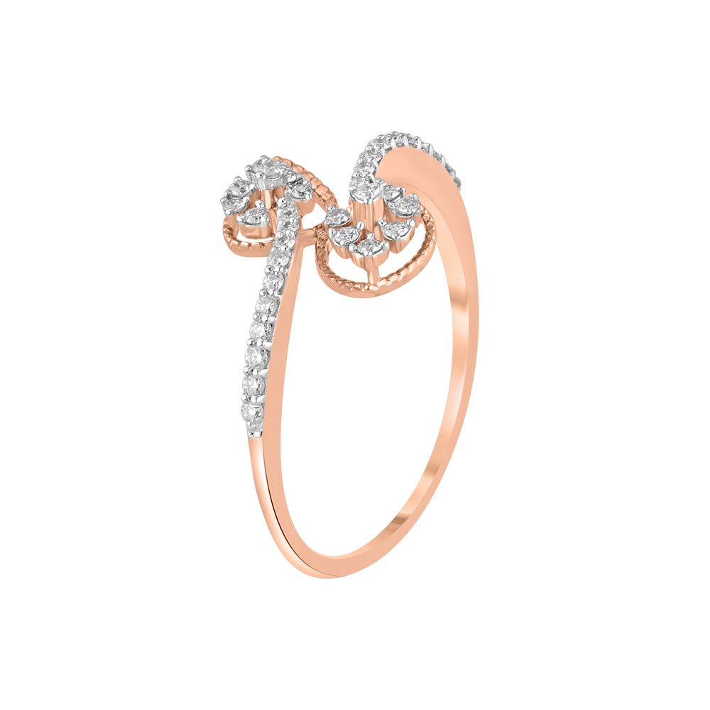 Compelling Leafy Diamond Finger Ring-Rings-ORG23K86