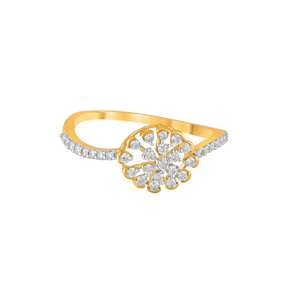 Sparkling Yellow Gold Finger Ring-Rings-ORG23K93