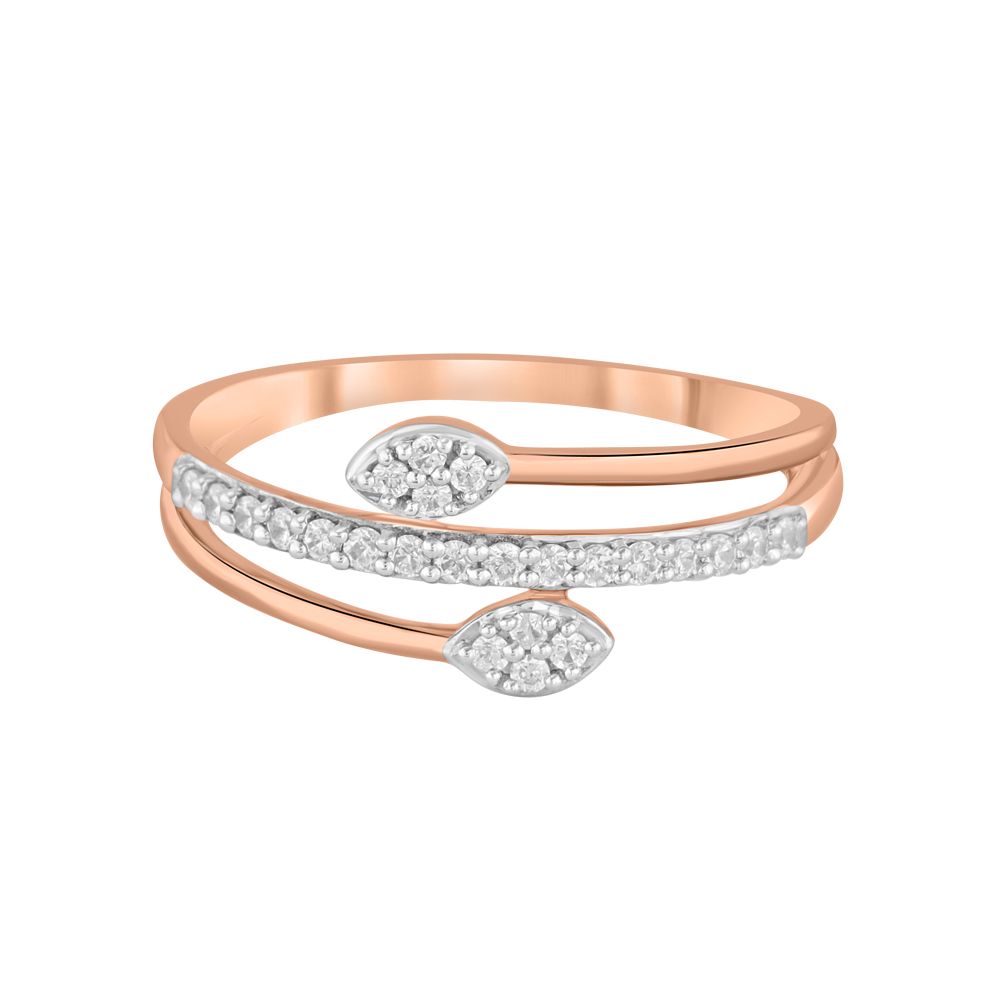 Spiral Design Rose Gold Finger Ring-Diamond-ORG23L05