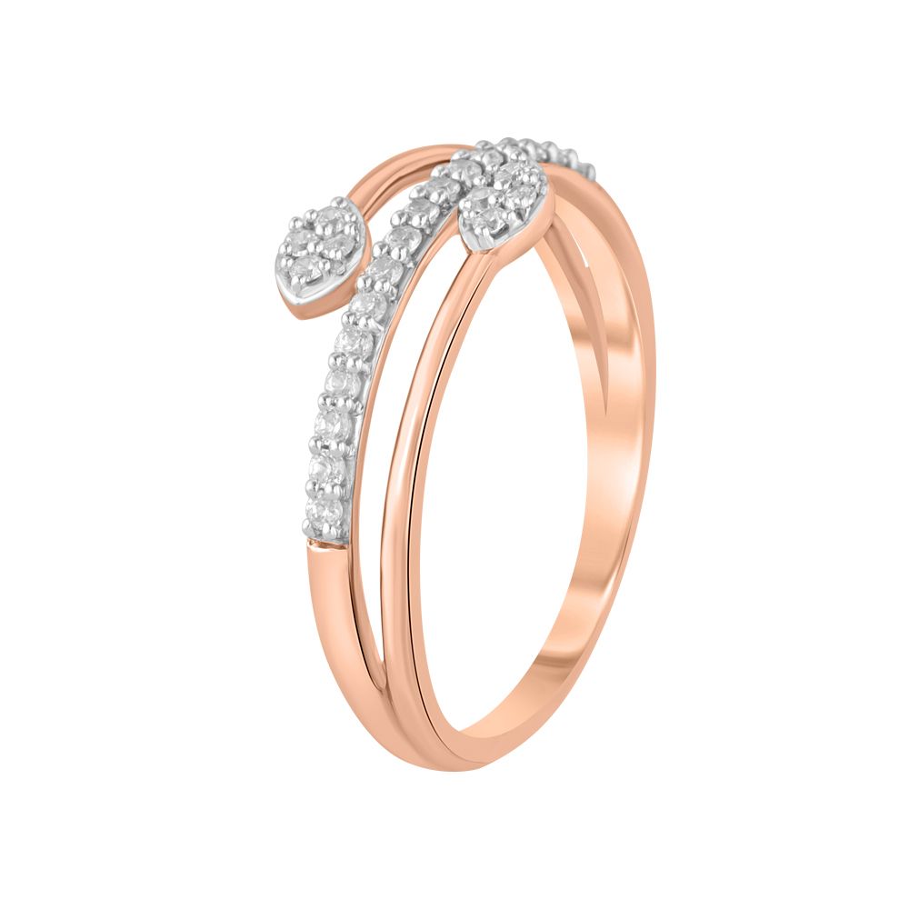 Spiral Design Rose Gold Finger Ring-Diamond-ORG23L05