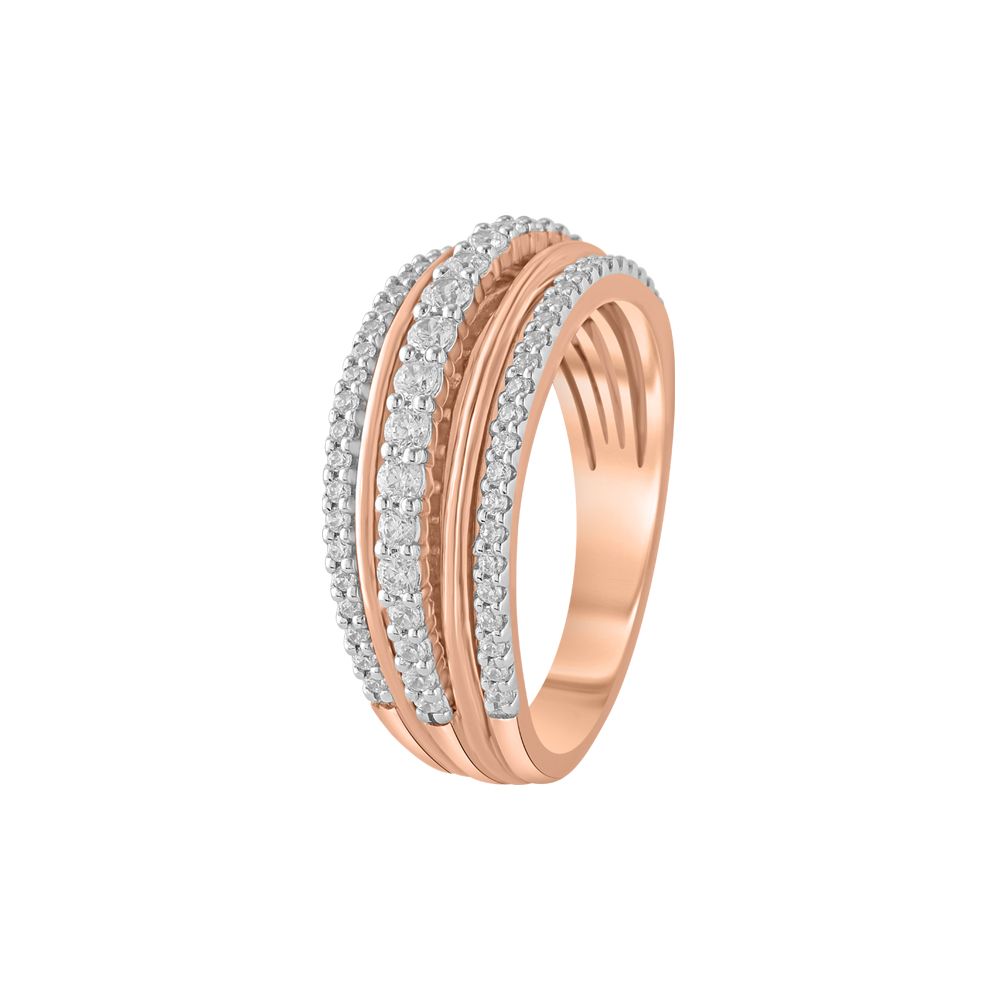 Tasteful Diamond and 18Kt Rose Gold Finger Band-Rings-ORG23L06