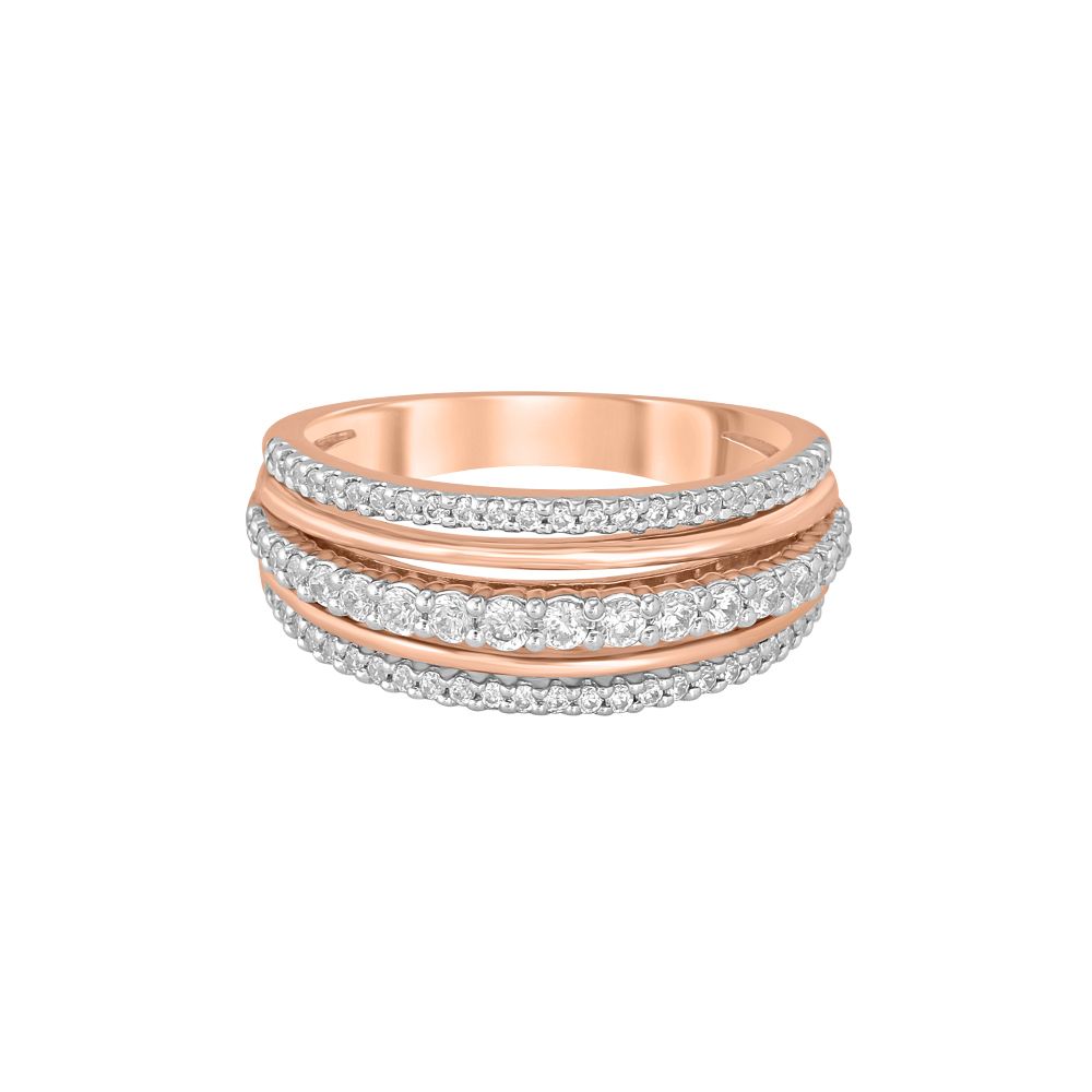 Tasteful Diamond and 18Kt Rose Gold Finger Band-Rings-ORG23L06