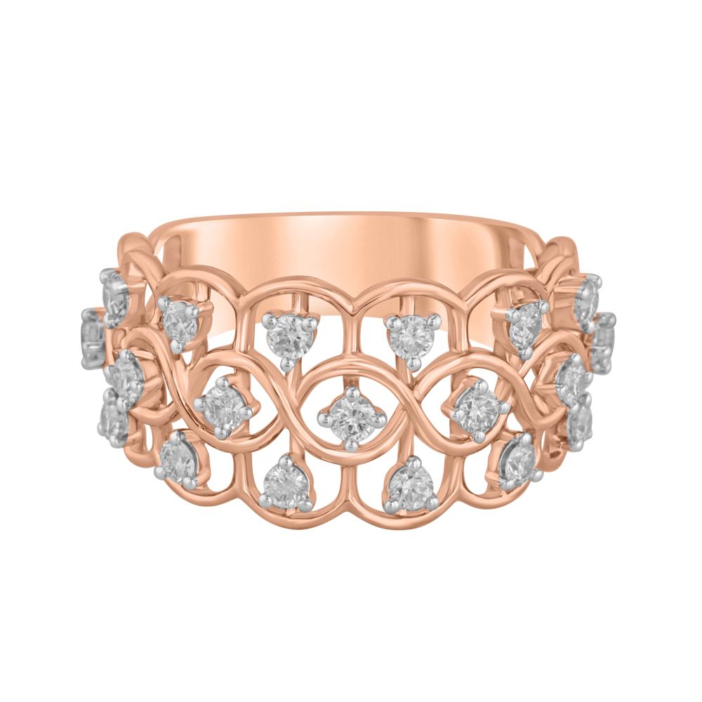 Attractive Swirl Design Diamond Finger Band-Diamond-ORG23L08
