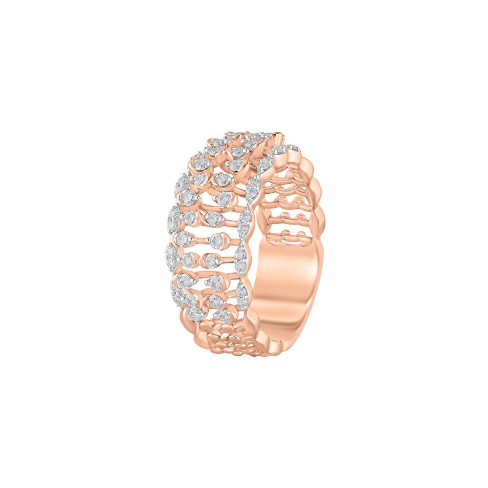 Gleaming Rose Gold and Diamond Finger Ring-Rings-ORG23L09