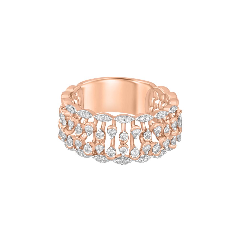 Gleaming Rose Gold and Diamond Finger Ring-Rings-ORG23L09