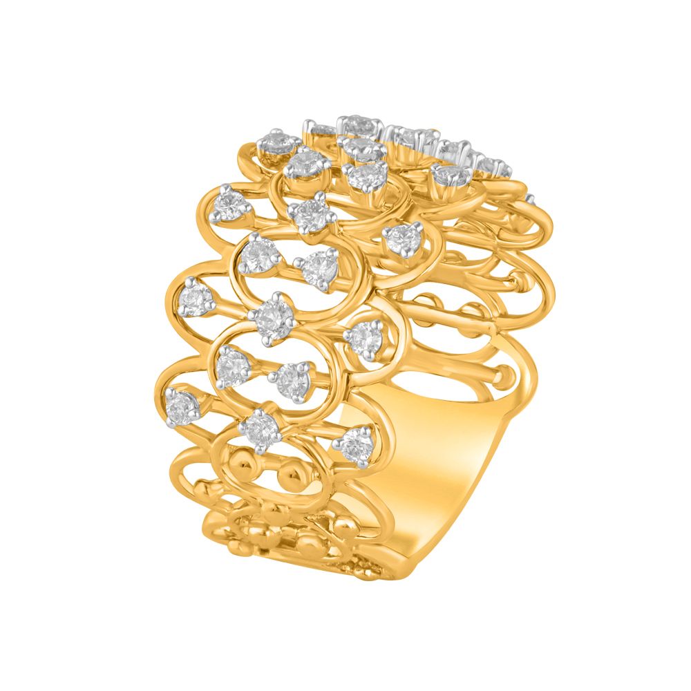 Lustrous Yellow Gold Finger Band-Diamond-ORG23L10