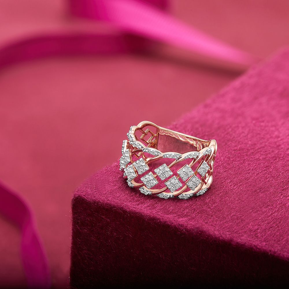 Buy Charming Diamond Studded Rose Gold Band ORG23L12 Online at