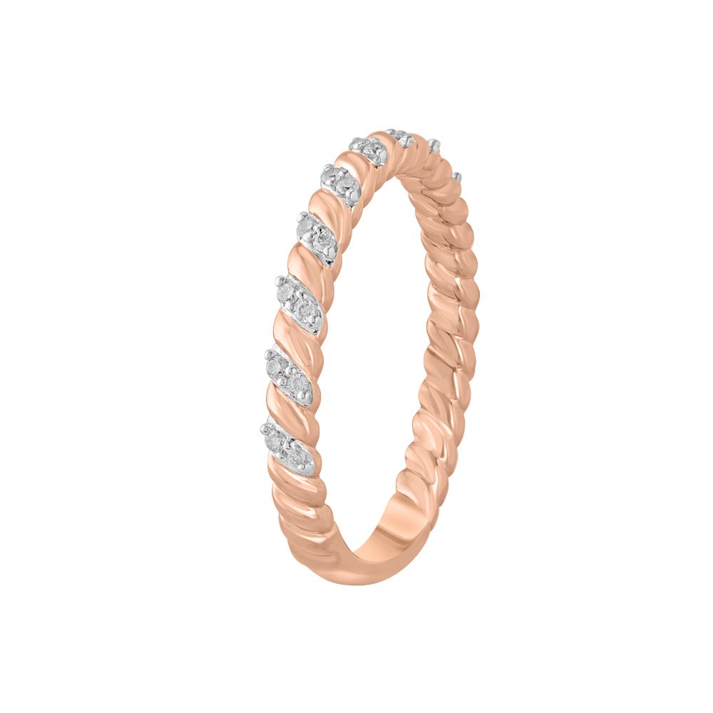 Swirl Design Diamond and 14Kt Rose Gold Finger Ring-Rings-ORG23L15