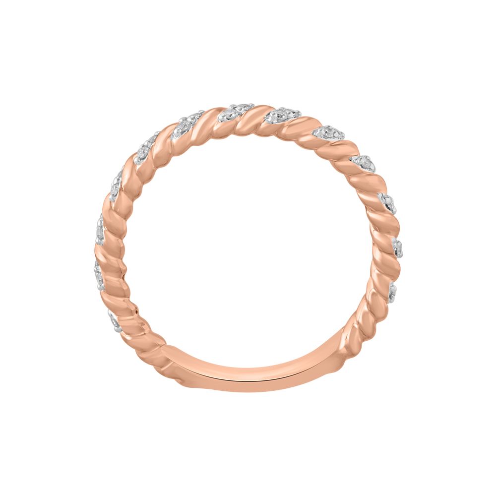 Swirl Design Diamond and 14Kt Rose Gold Finger Ring-Rings-ORG23L15