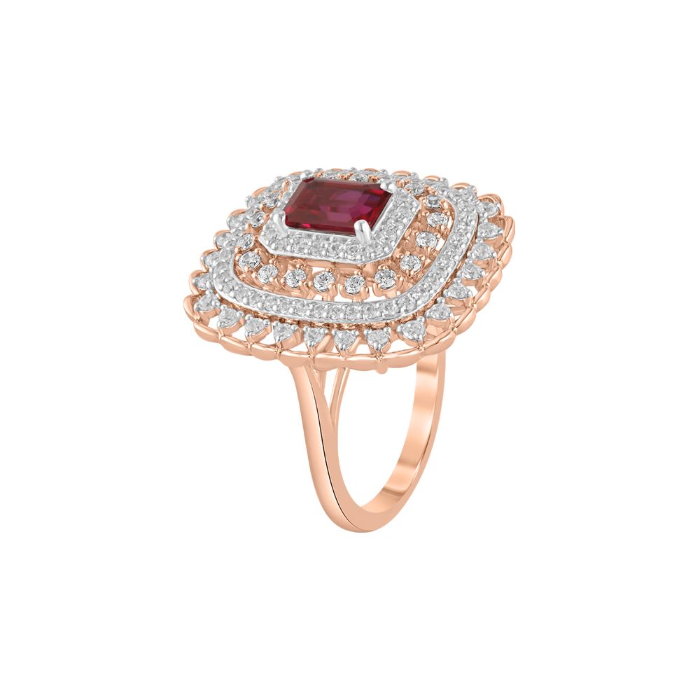Resplendent Red Colorstone Diamond Cocktail Ring-Rings-ORG23L16
