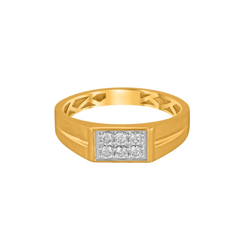 Glossy Yellow Gold Mens Diamond Ring-Diamond-ORG23L19