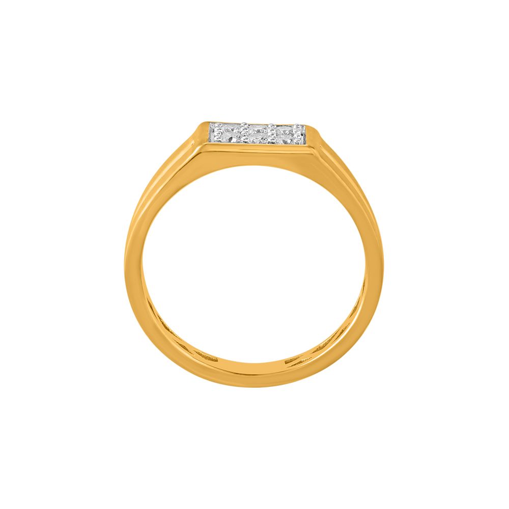 Glossy Yellow Gold Mens Diamond Ring-Diamond-ORG23L19