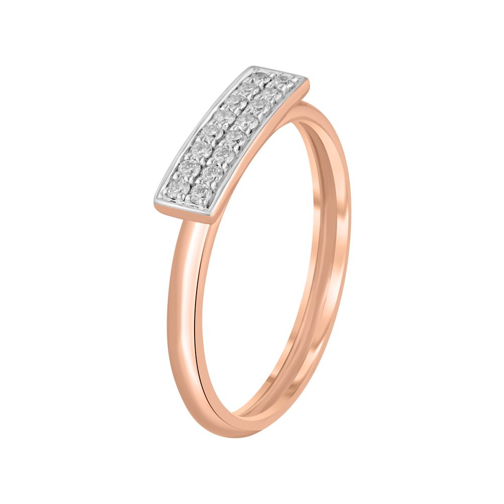 Geometric Design 14Kt Rose Gold Ring-Diamond-ORG23L26
