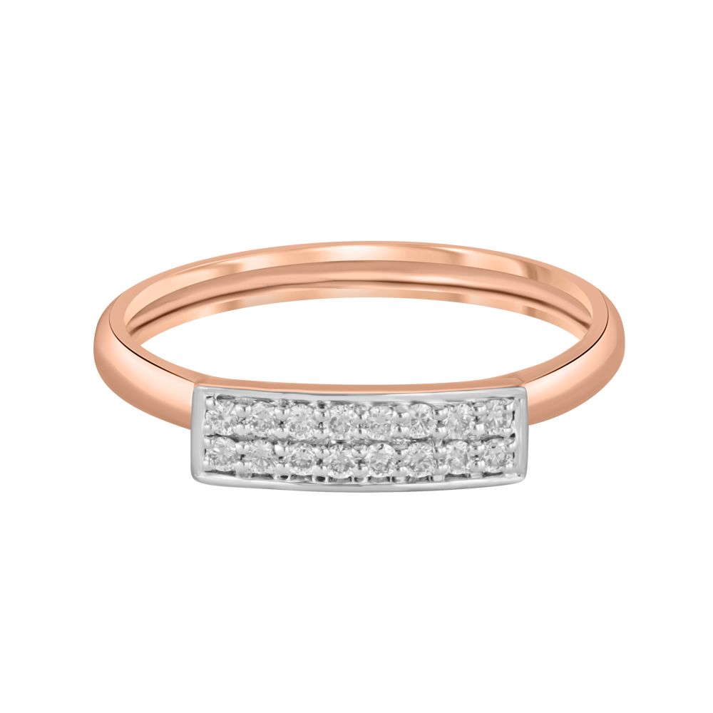 Geometric Design 14Kt Rose Gold Ring-Diamond-ORG23L26