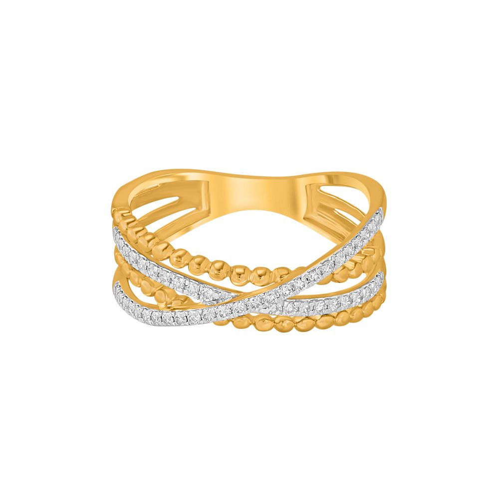 Crisscross Design Yellow Gold Finger Ring-Rings-ORG23L31