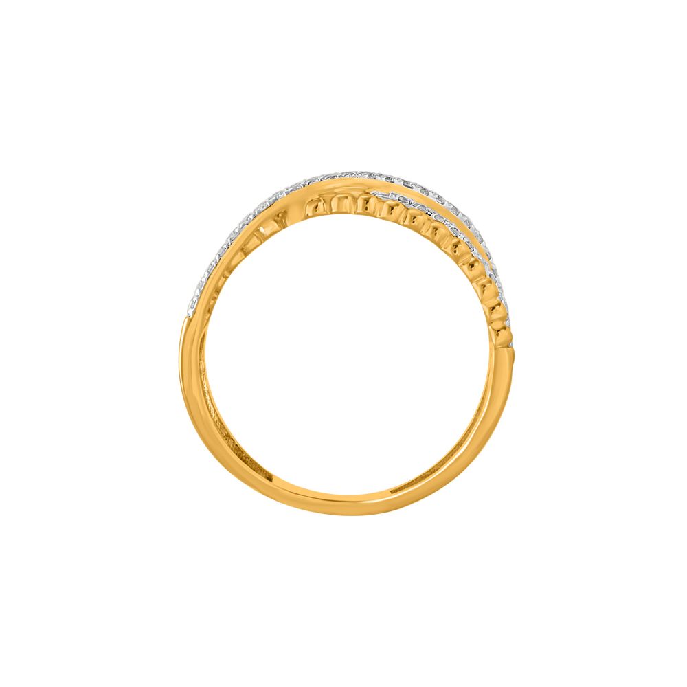 Crisscross Design Yellow Gold Finger Ring-Rings-ORG23L31