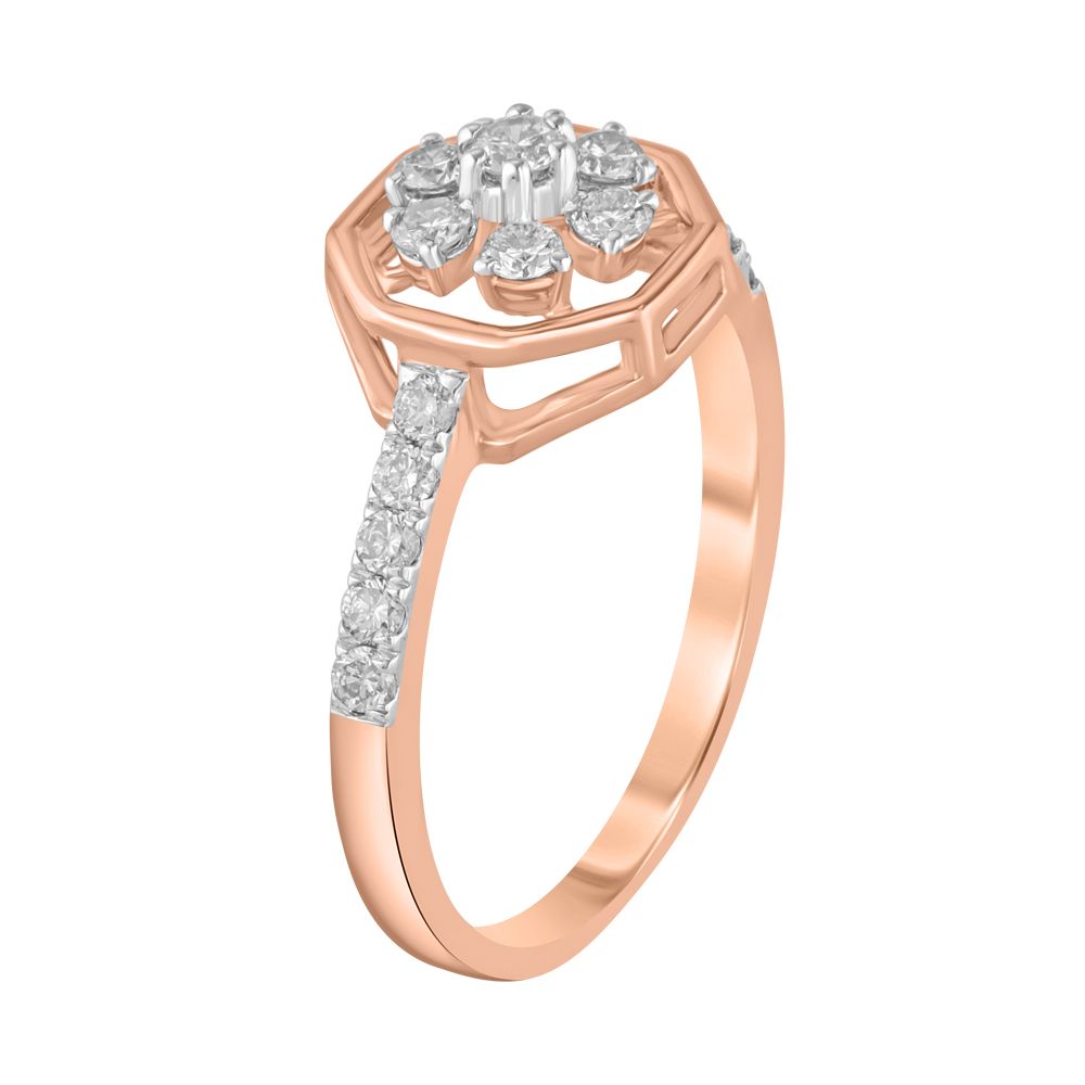 Gleaming Diamond and Rose Gold Finger Ring-Diamond-ORG23L35