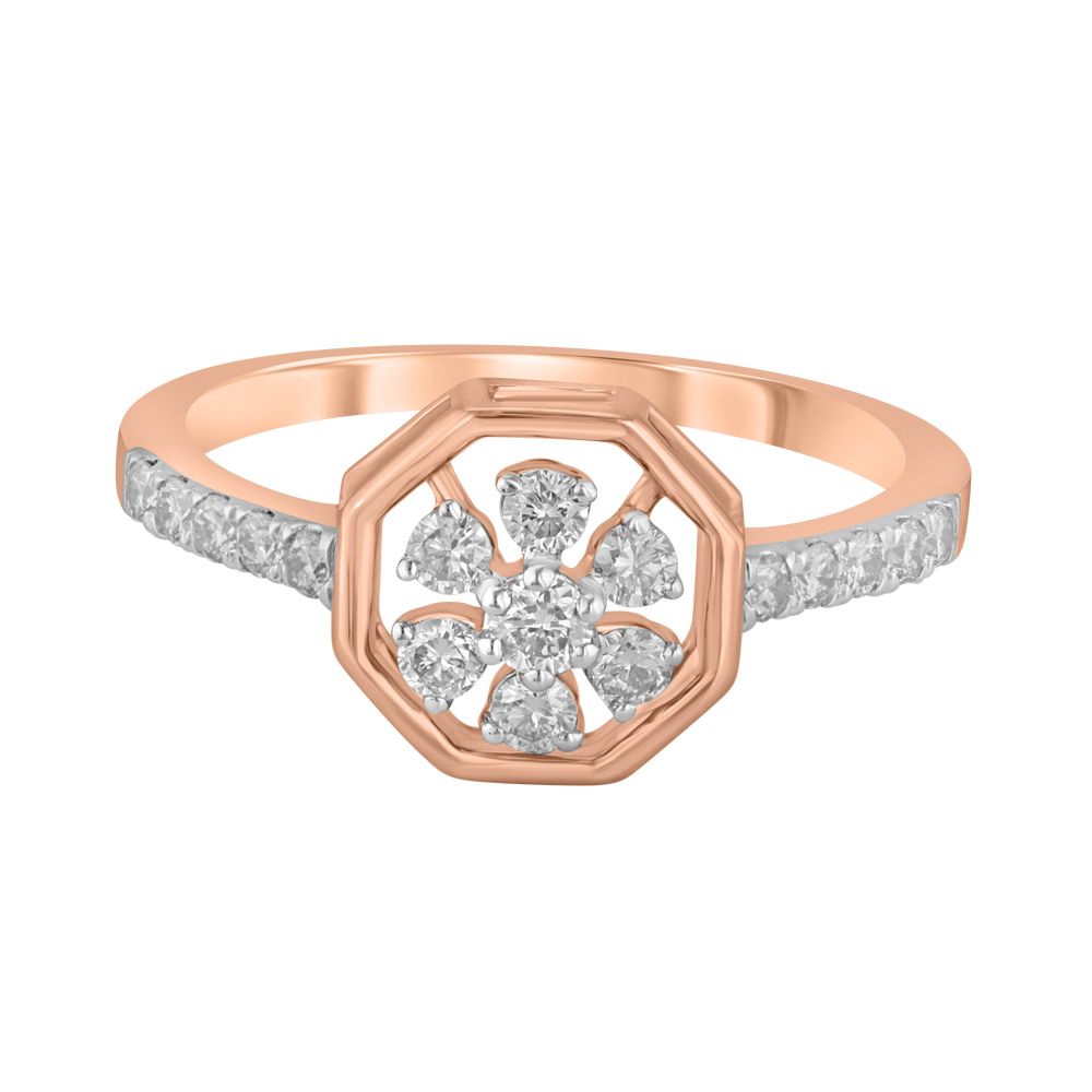 Gleaming Diamond and Rose Gold Finger Ring-Diamond-ORG23L35