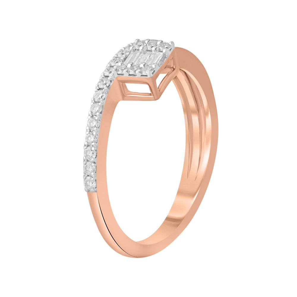 Square Diamond and Rose Gold Finger Ring-Diamond-ORG23L38