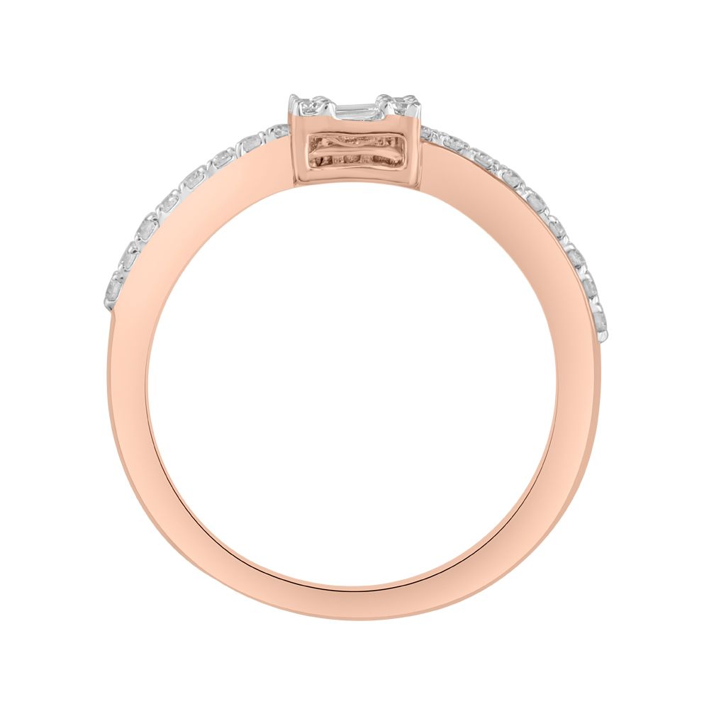 Square Diamond and Rose Gold Finger Ring-Diamond-ORG23L38