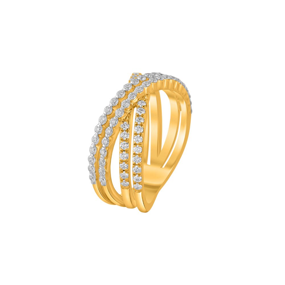 Criss-cross Diamond and Yellow Gold Finger Ring-Rings-ORG23L40