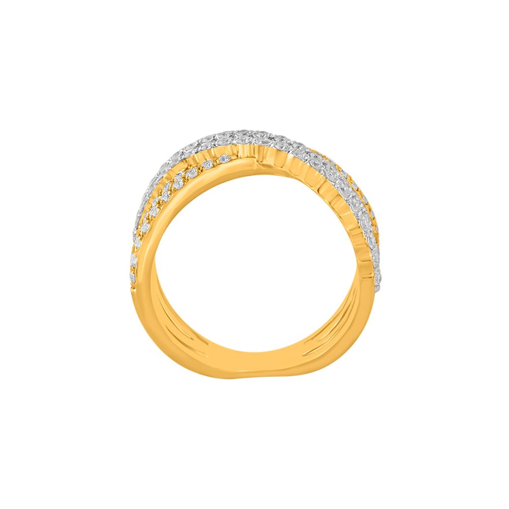 Criss-cross Diamond and Yellow Gold Finger Ring-Rings-ORG23L40