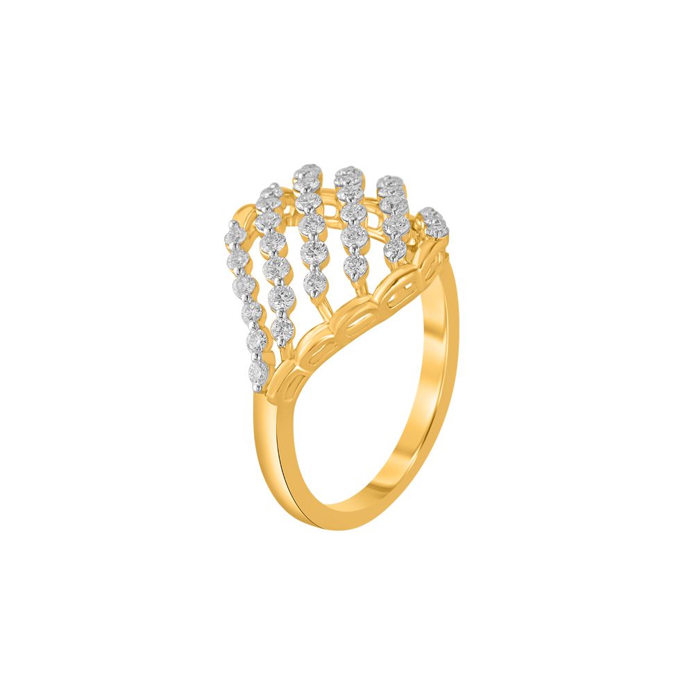 Alluring Diamond and Yellow Gold Finger Ring-Rings-ORG23L42
