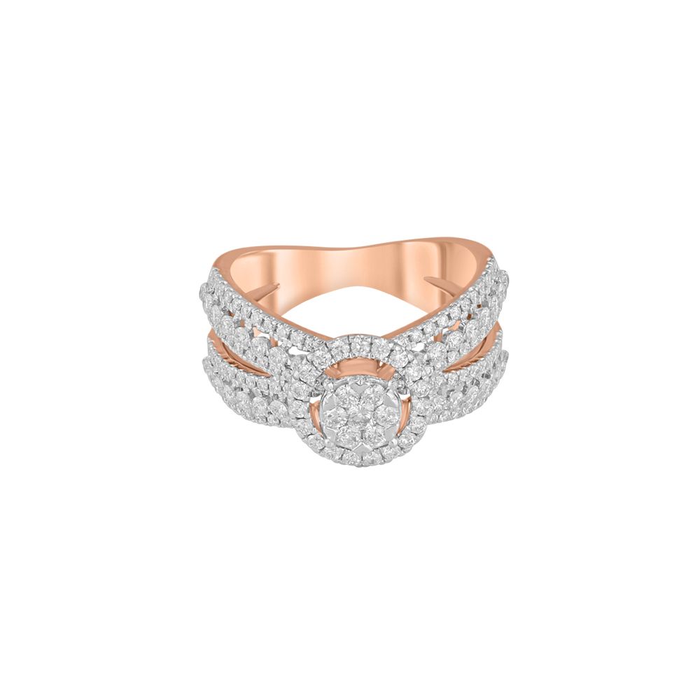 Dazzling Rose Gold Diamond Ring-Rings-ORG23L44