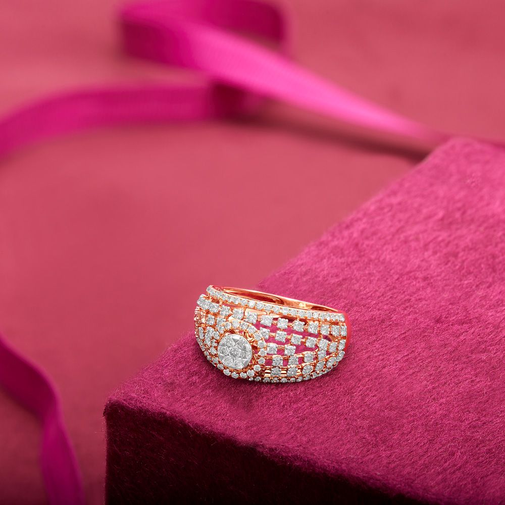 Buy Classy Diamond and Rose Gold Ring ORG23L45 Online at