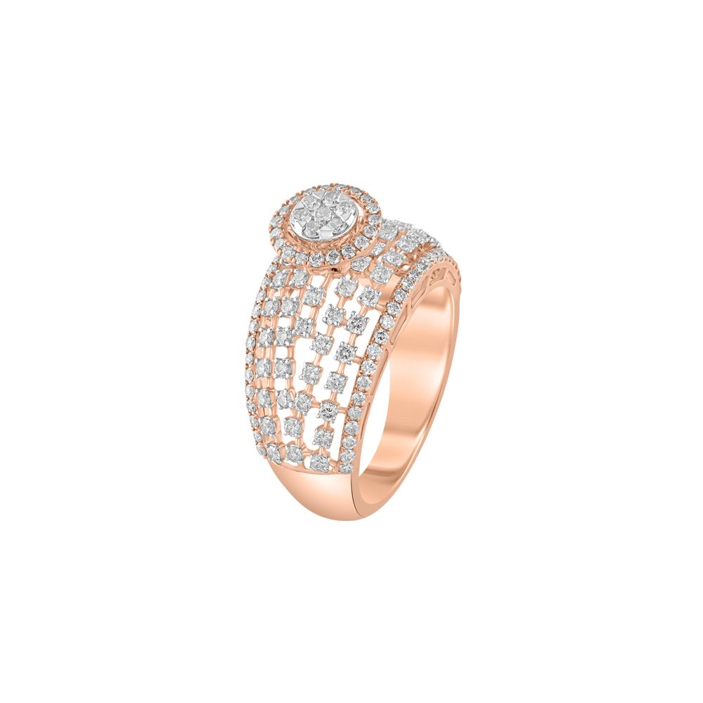Classy Diamond and Rose Gold Ring-Rings-ORG23L45