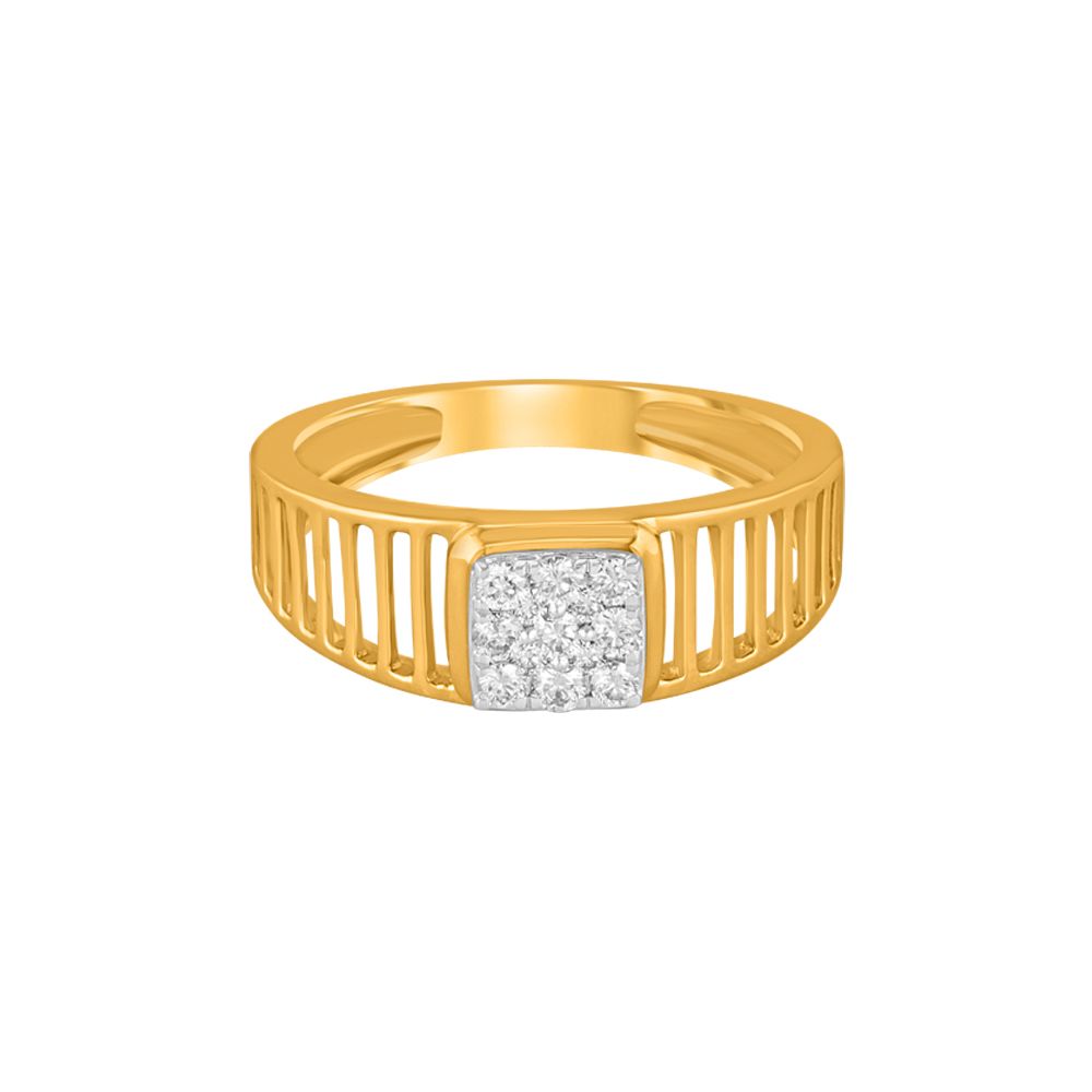 Classic Mens Yellow Gold Finger Ring-Diamond-ORG23L46