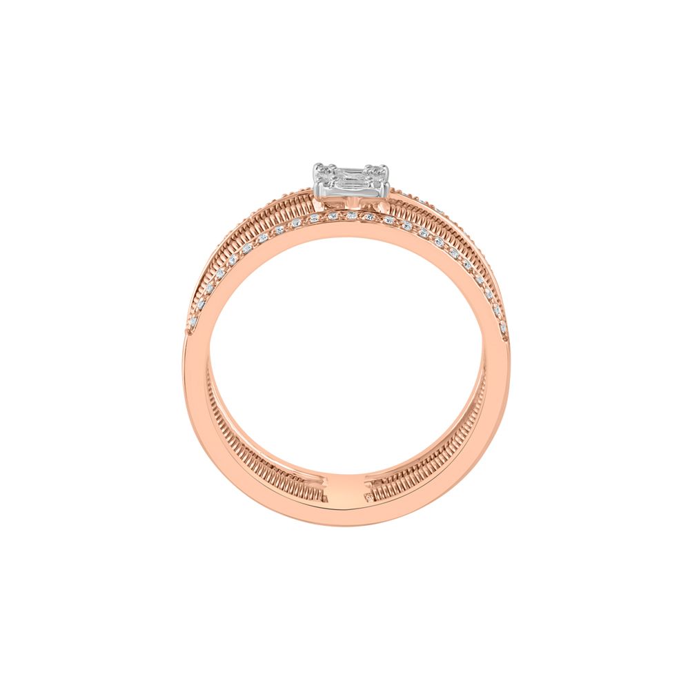 Layered Diamond and Rose Gold Ring -Rings-ORG23L47