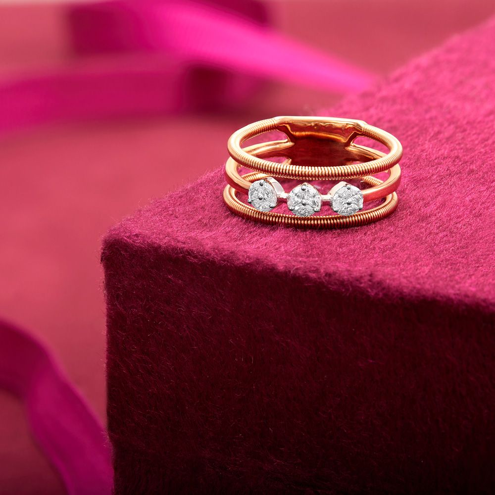 Circled 18Kt Rose Gold and Diamond Finger Band -Rings-ORG23L48