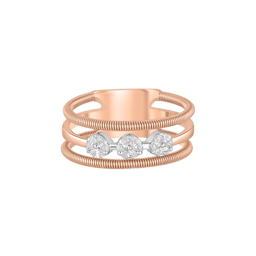 Circled 18Kt Rose Gold and Diamond Finger Band -Rings-ORG23L48