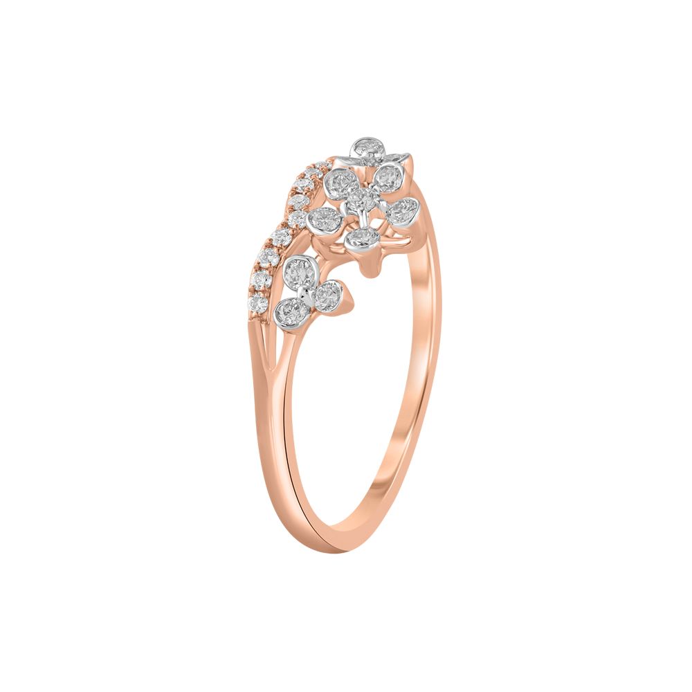 Floral Rose Gold and Diamond Ring-Rings-ORG23L50