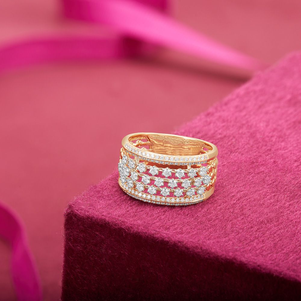 Clustered Diamond and Rose Gold Band-Rings-ORG23L57