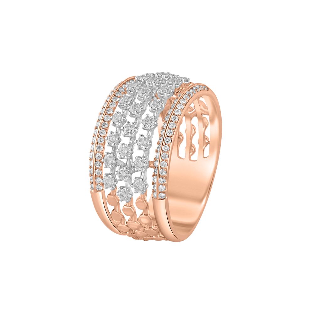 Clustered Diamond and Rose Gold Band-Rings-ORG23L57