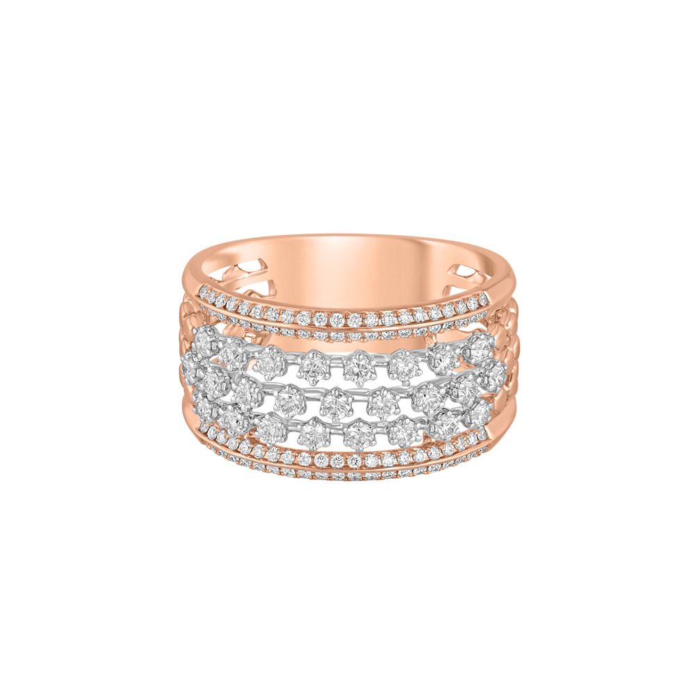 Clustered Diamond and Rose Gold Band-Rings-ORG23L57