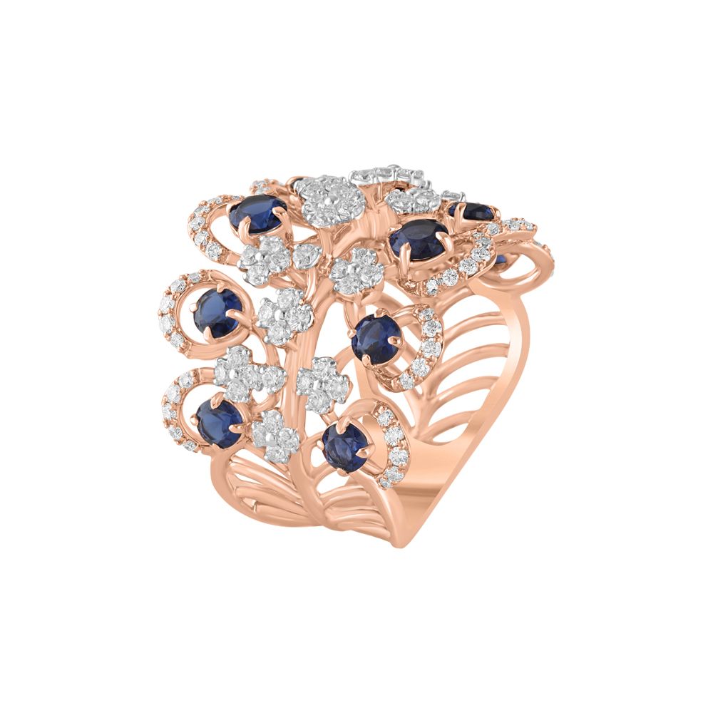 Brilliant 18Kt Rose Gold Cocktail Finger Ring-Rings-ORG23L60