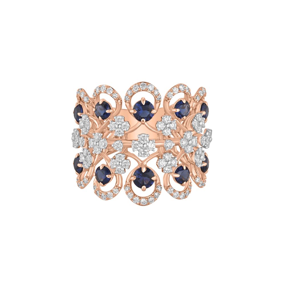 Brilliant 18Kt Rose Gold Cocktail Finger Ring-Rings-ORG23L60