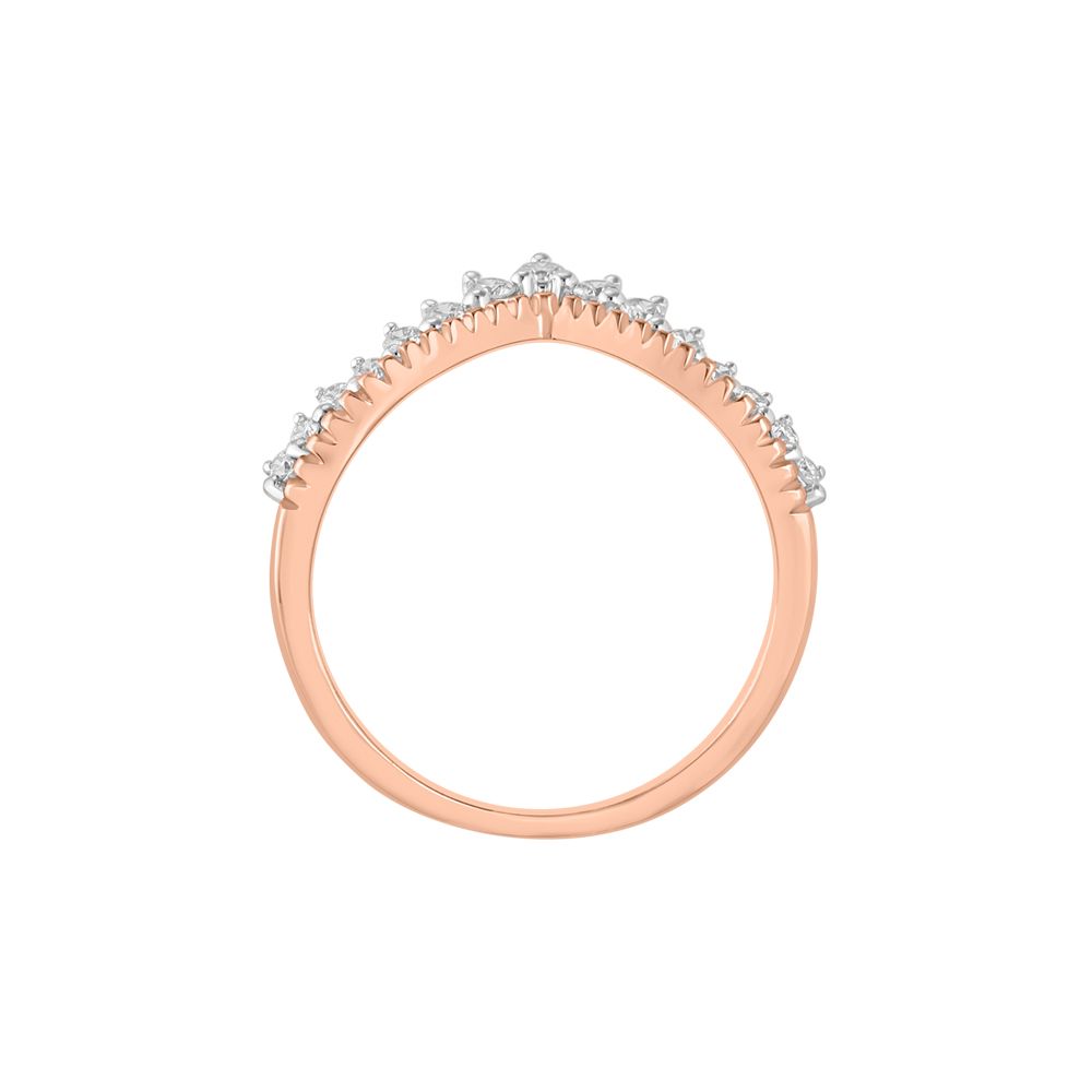 Classy Diamond Lined Rose Gold V-Ring-Rings-ORG23L63
